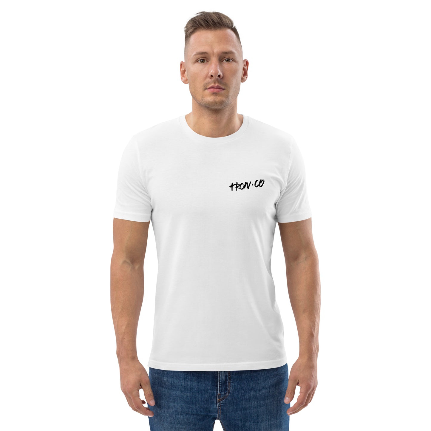 Camiseta blanca de algodón orgánico unisex TRON.CO