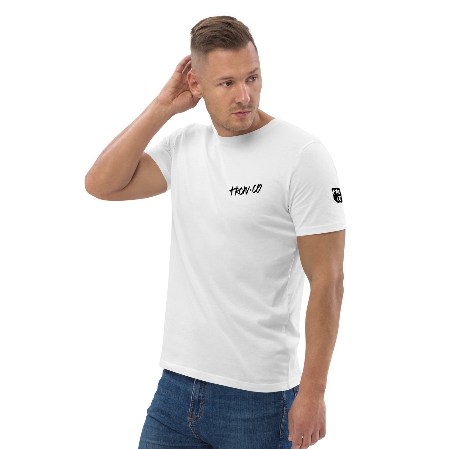 Camiseta blanca de algodón orgánico unisex TRON.CO